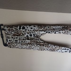 Venti6 Leopard Animal Print Drawstring Elastic Waist Pants Size Medium Large